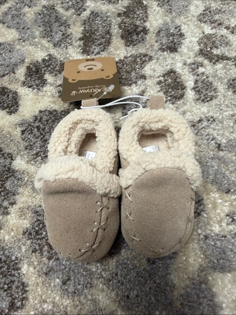 BearPaw Infant Moccasins in Beige and Cream